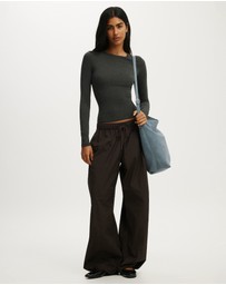 Cotton On - Sheer Layer Crew Long Sleeve Top