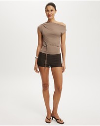 Cotton On - Georgie Off Shoulder Belt SS Top
