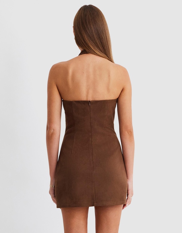 SNDYS - Amelia Suede Halter Mini Dress