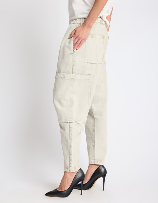 ONE TEASPOON - Isla Low Waist Drawstring Harem Denim Jeans - Antique Khaki