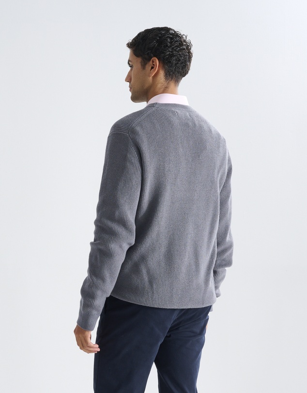 3 Wise Men - 3 Wise Men Drake Crew Neck Wool Blend Knit - Dark Grey