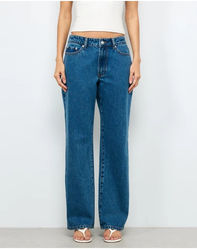 AERE - Elle Mid Rise Relaxed Straight Leg Jeans