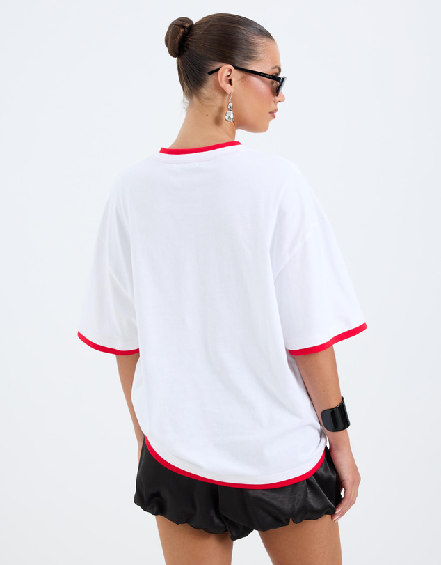Calli - Kate Contrast V Neck Oversized Tee