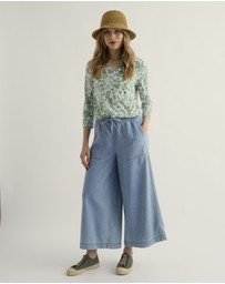 Seasalt - Seasalt Cornwall Green Kellow 3/4 Sleeve Jersey Top