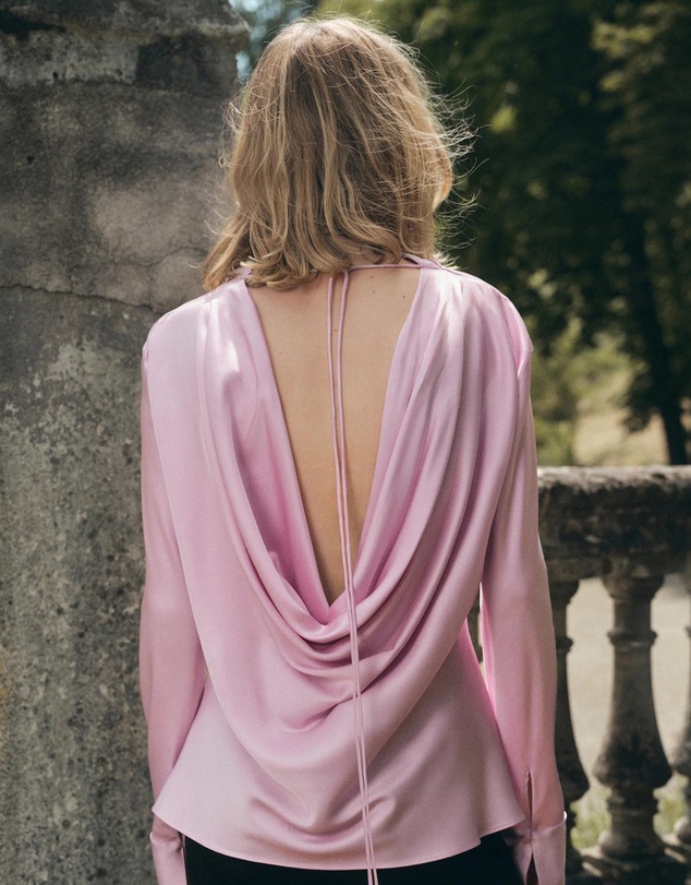 M.N.G - Satin Blouse With Draped Back