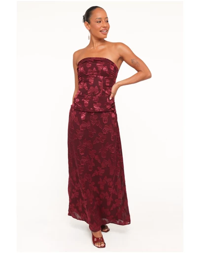 Petal & Pup - Keira Strapless Maxi Dress - Burgundy