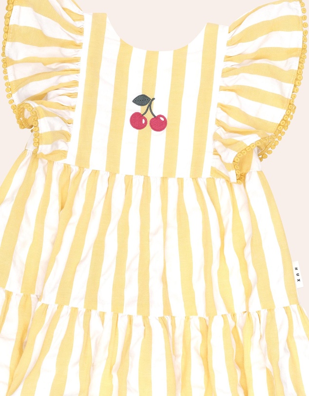 Huxbaby - Sunshine Stripe Cherry Embroidery Dress - ICONIC EXCLUSIVE - Babies-Teens