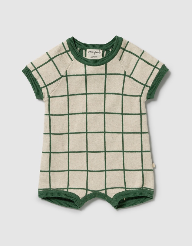 Wilson & Frenchy - Organic Knitted Check Growsuit - Babies