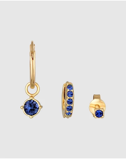 Elli Jewelry - Crystal Earring Set in Gold-Plated 925 Silver