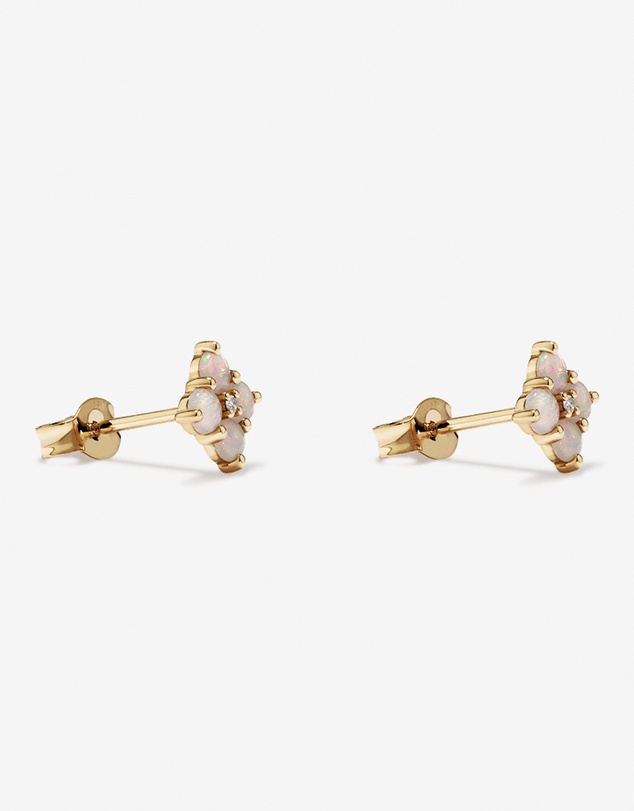 Michael Hill - Australian Opal & Diamond Accent Stud Earrings in 10kt Yellow Gold