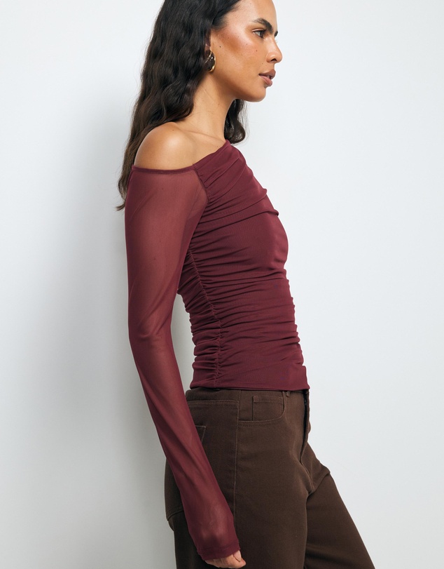 AERE - Chloe Off Shoulder Mesh Top