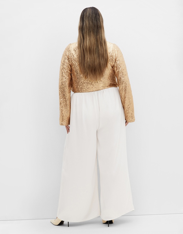 City Chic - Plus size Saturn Sequin Crop Top - gold
