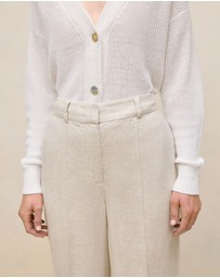 Trenery - Yarn Dyed Linen Pintucked Pant in Flax