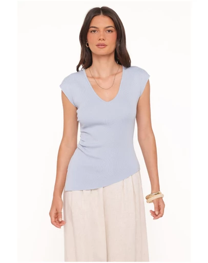 Petal & Pup - Tori Side Cinch Knitted Top - Light Blue