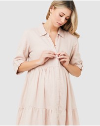Ripe Maternity - Adel Linen Button Through Dress
