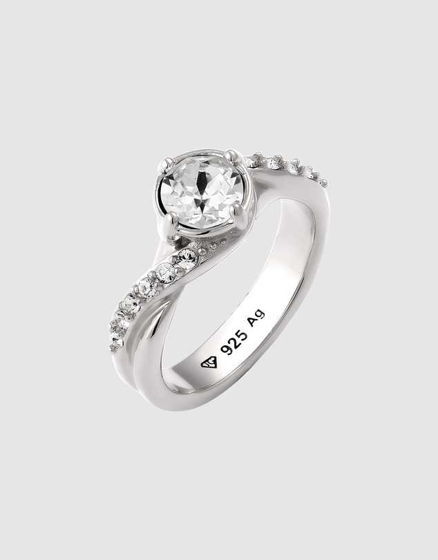 Elli Jewelry - Ring Solitaire Crystal 925 Sterling Silver