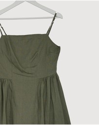 Revibe - Repaired AERE Gabriella Linen Midi Dress - AU 12