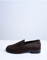 TOPSHOP - Corrie Real Leather Pony Flat Shoe Loafers