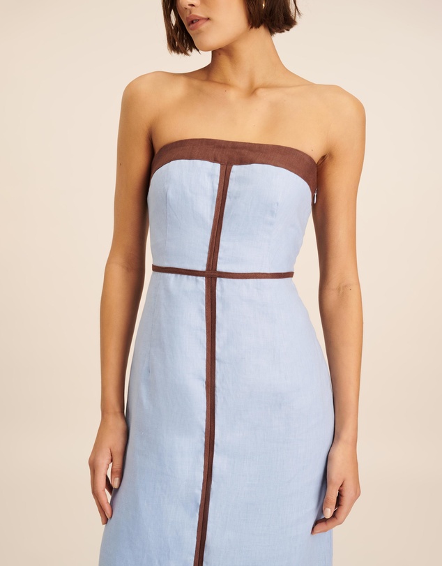 AERE - Ari Linen Contrast Strapless Dress