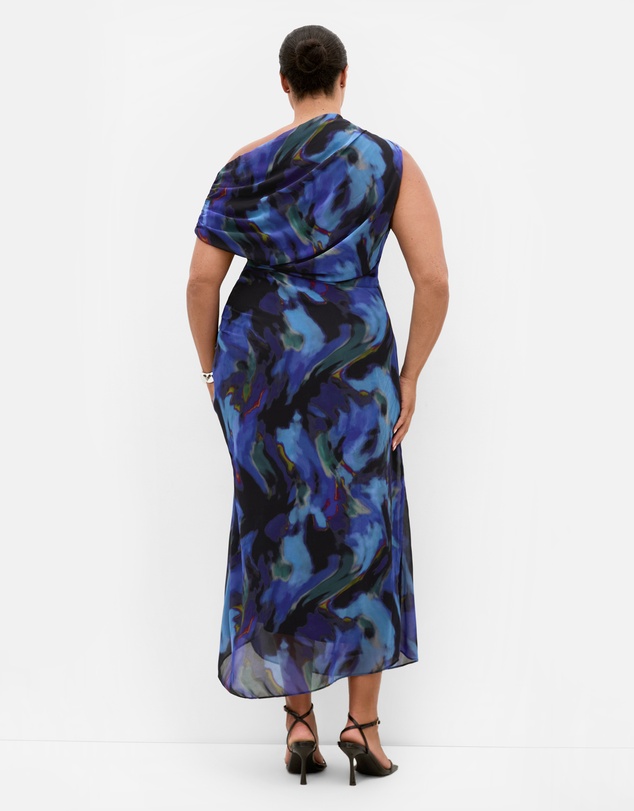 City Chic - Plus size Haze Print Maxi Dress - blue