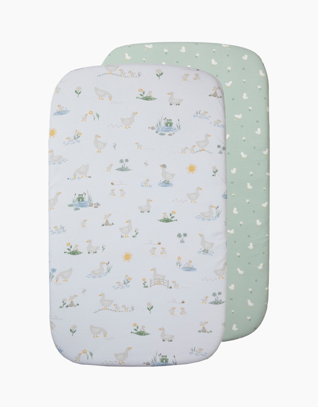 Living Textiles - 2 Pack Organic Bedside Sleeper Fitted Sheet - Goosey Goosey