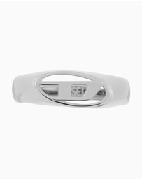 Diesel - Oval D Logo Silver Tone Ring
