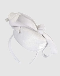 Max Alexander - Velvet White Winter Pillbox Fascinator