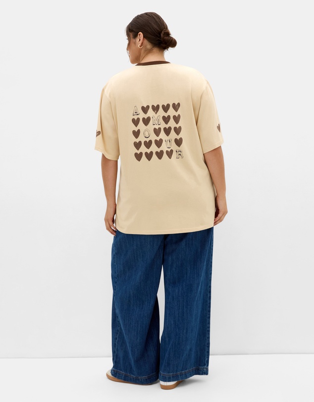 City Chic - Plus size Roll The Dice Oversized Tee - butter
