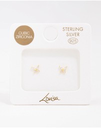 Lovisa - Gold Plated Sterling Silver Cubic Zirconia Butterfly Stud Earrings