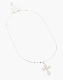 Lovisa - Waterproof Stainless Steel Cubic Zirconia Gothic Cross Fine Necklace