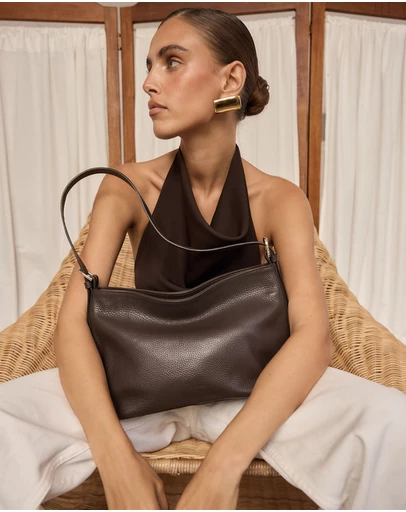 VESTIRSI - Eden Dark Chocolate Leather Shoulder Bag