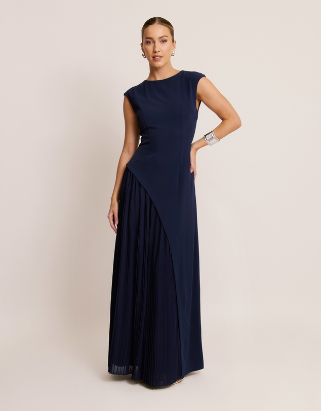 Six Stories - Cap Sleeve Pleated Maxi Dress
