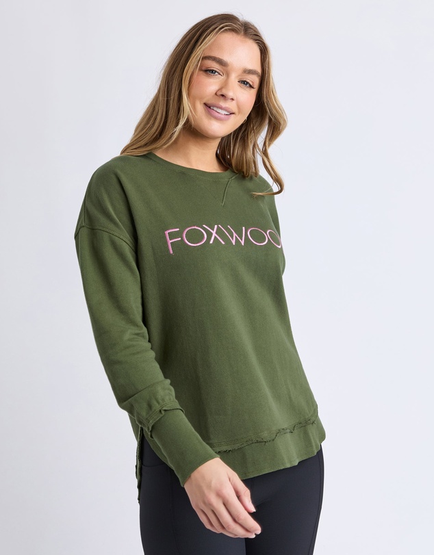 Foxwood - Simplified Metallic Crew Olive With Pink