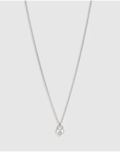 By Charlotte - Crystal Lotus Heart Padlock Necklace
