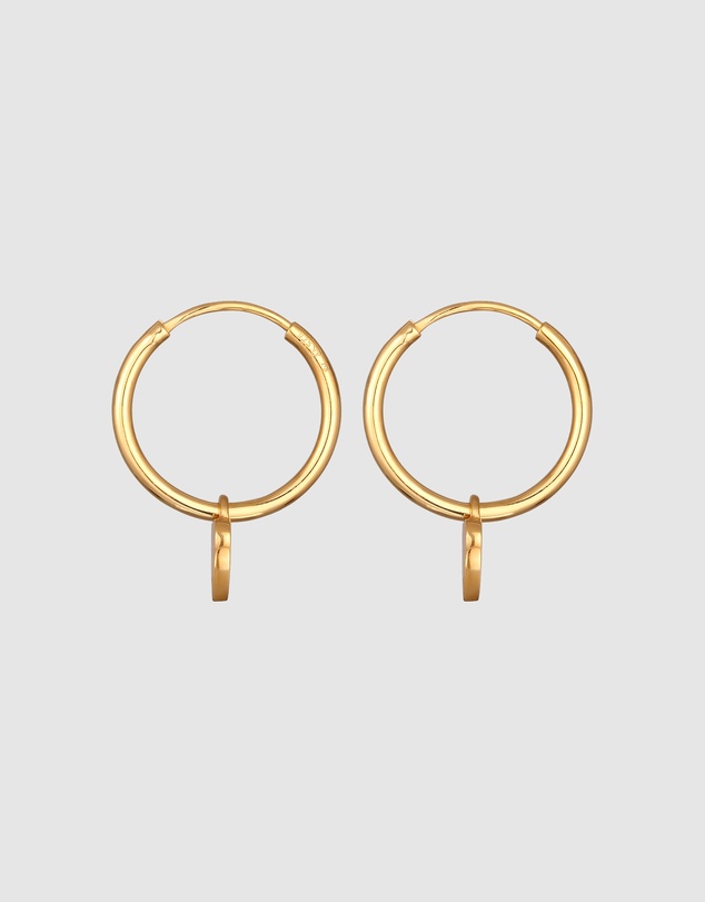 Elli Jewelry - Red Heart Charm Hoop Earrings in Gold-Plated 925 Silver