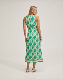 Oxford - Carrie Linen Blend Printed Dress