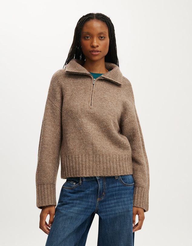 Cotton On - Luxe Funnel Zip Pullover