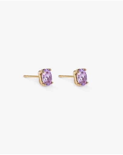 Michael Hill - Oval Rose Amethyst Stud Earrings in 10kt Yellow Gold