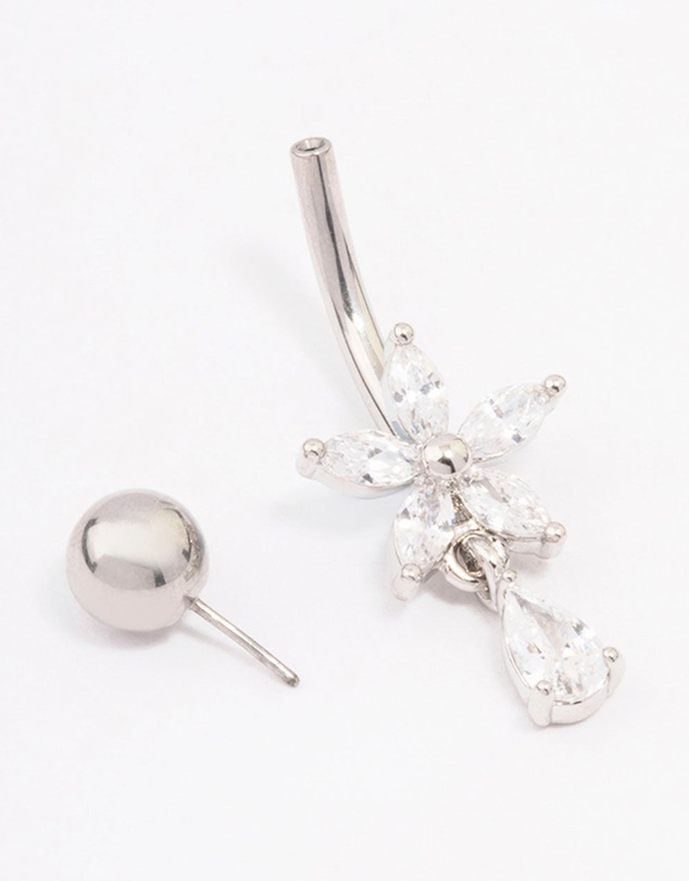 Lovisa - Surgical Steel Cubic Zirconia Flower & Pear Threadless Belly Bar