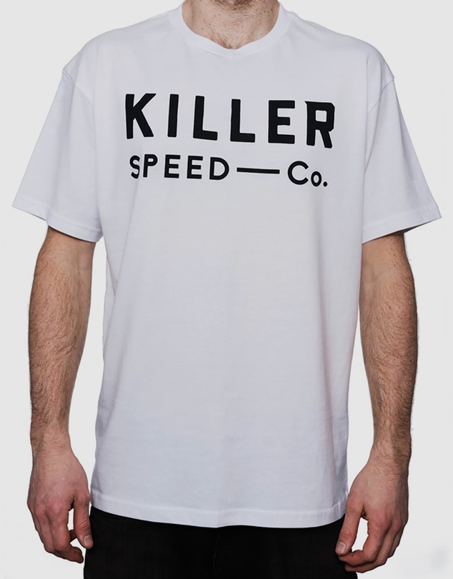 Killer Speed Co. - Killer Speed Co. Men Logo Cotton Tshirt Relaxed Fit Crew Neck White 