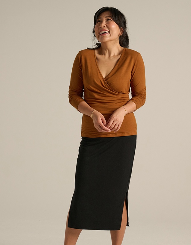 Bamboo Body - L/S Cross Front Top