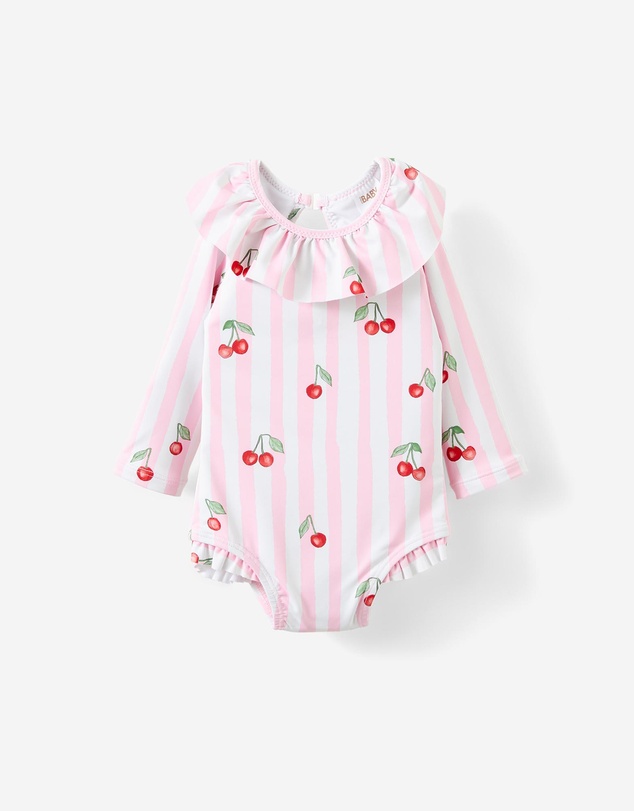 Cotton On Kids - Bonnie Long Sleeve Ruffle One Piece (Keyhole Back)