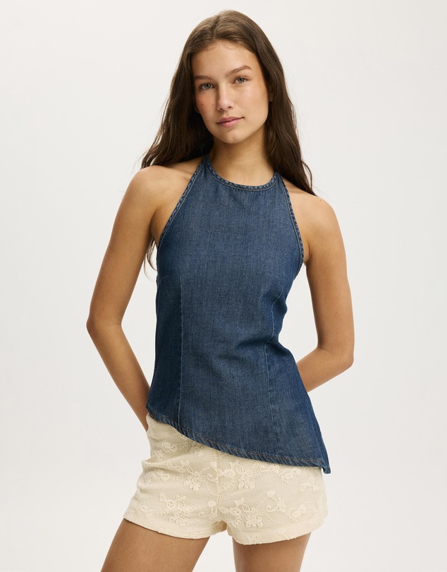 Cotton On - Sloan Lightweight Denim Halter Top