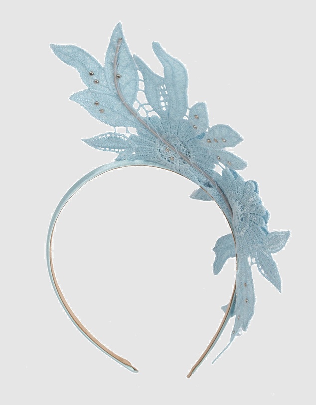 Max Alexander - Lace Crown Light Blue Headband Fascinator