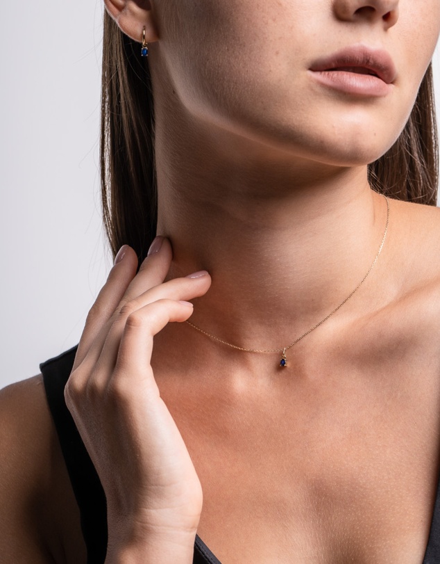 Luna Rae - Solid Gold - Sapphire Necklace