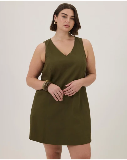 Atmos&Here Curvy - Caity Cotton Twill A-Line Mini Dress