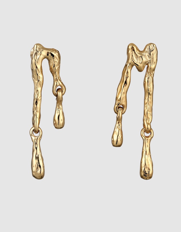 Elli Jewelry - Elli Jewelry Molten Drip Stud Earrings in Gold-Plated 925 Silver