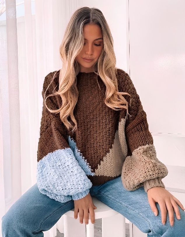 Esther & Co - Maxence Knit - Choc Multi