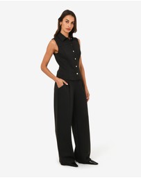 Forcast - Dolly Pleated Wide Leg Pants