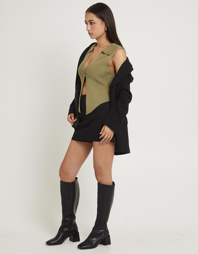 Subtitled - Meryl Ribbed Collar Knit Top